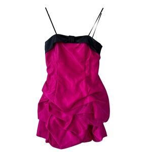 Vtg Jessica McClintock Gunne Sax Bubble Hem Hot Pink Party Glam Dress